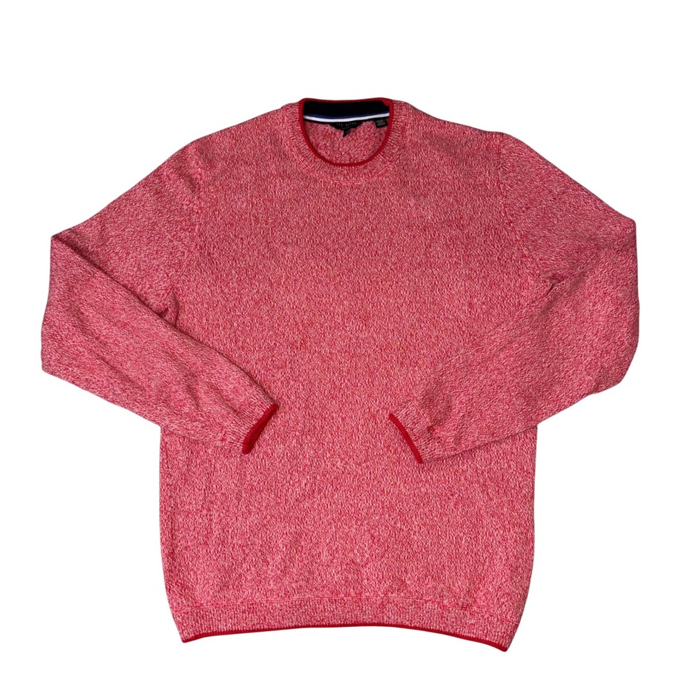Ted Baker‎ London Mens Red White Marl Crew Neck Sweater Size 3 Medium Pullover